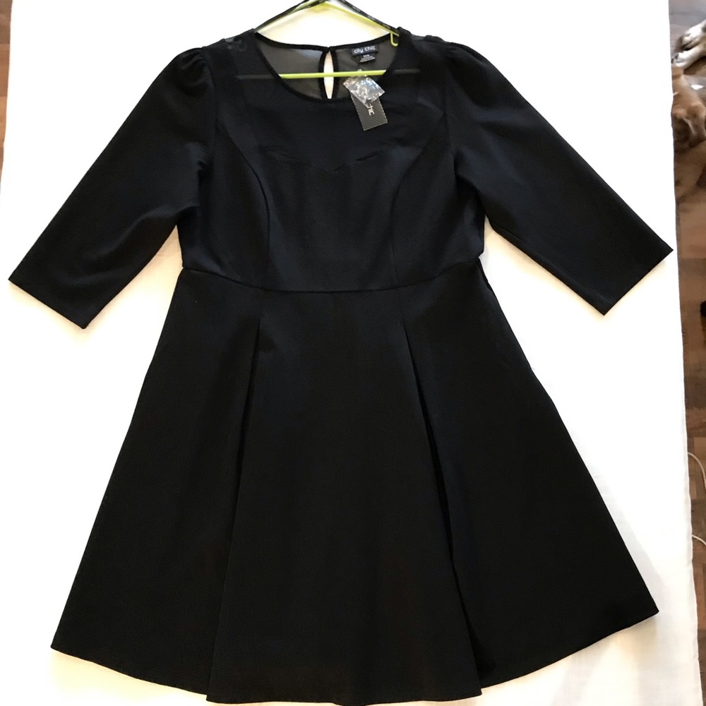 City Chic Mesh Panel Fit and Flare Dress, Plus Size, Medium - Picture 2 of 3